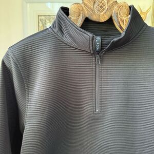 ACore Black Horizontal Rib Quarter Zip Pullover Kangaroo Pocket XL